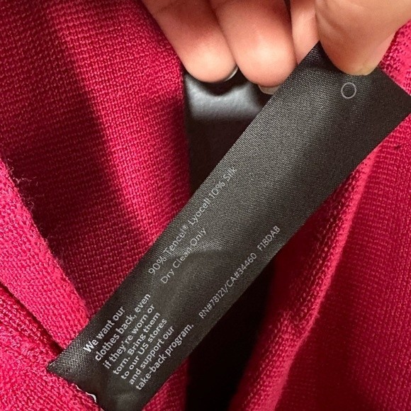 Eileen Fisher Raspberry Red Open Front Cardigan Tencel Silk Blend Size Medium - Picture 5 of 5